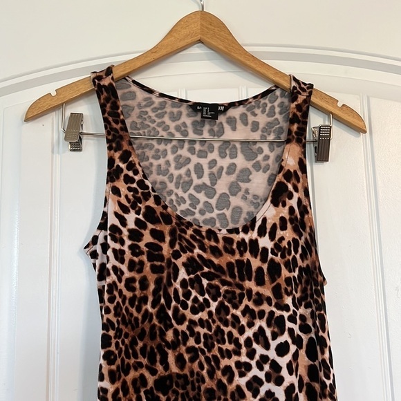 H&M Viscose Leopard Cheetah Sleeveless Tank Maxi Dress Small - Picture 3 of 7